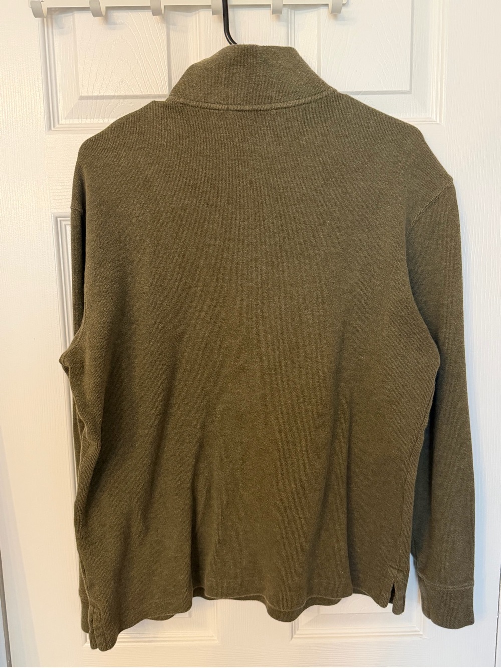 Ralph Lauren Olive Green Quarter-Zip Sweater with Pink Polo Logo - Picture 2 of 3